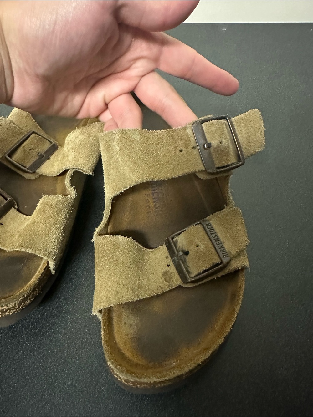 Birkenstock Suede Two-Strap Sandals in Tan - Picture 4 of 9